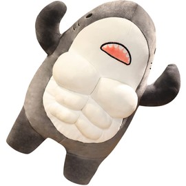 Toddmomy Muscle Shark Soft Toy Plush Stuffed Toy Decorative Soft Muscle Shark Cushion Funny Animal Plush Doll Toy Throw Cushion for Home Decoration 45 cm Grey