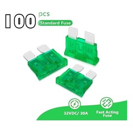 lightSummer (100Pcs) 30 Amp Standard Fuse,30A Car Blade Fuses for Car/RV/Truck/SUV/Motorcycle/Boat (30A)