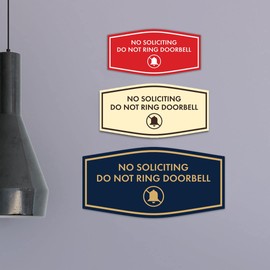 Fancy No Soliciting Do Not Ring Doorbell Sign (Black/Gold) - Small 1 Pack