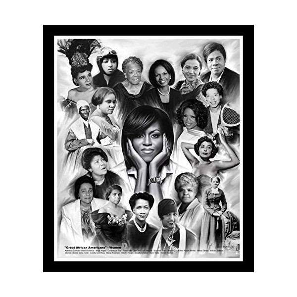 The Art Depot Great African American Women by Wishum Gregory (11x8.5 inches - Black Frame)
