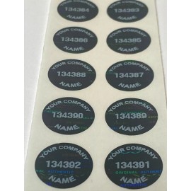 Labelogix 100 CUSTOM PRINTED TAMPER EVIDENT BLACK TINT HOLOGRAM LABELS .65 INCH ROUND