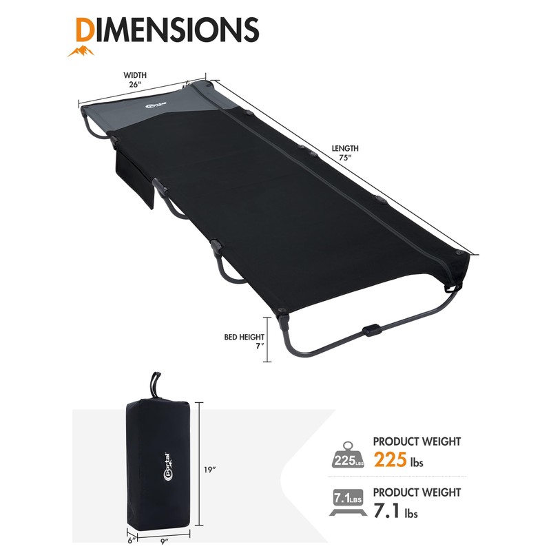 Portal 20-Second Setup Camping Cot, Ultra-Light 7.1 lbs Integrated Travel