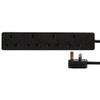 PRO ELEC PELB1407 4-Gang Extension Lead, 1m, Black