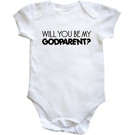 Hippowarehouse Will You Be My Godparent Baby Vest Bodysuit (Short Sleeve) Boys Girls White