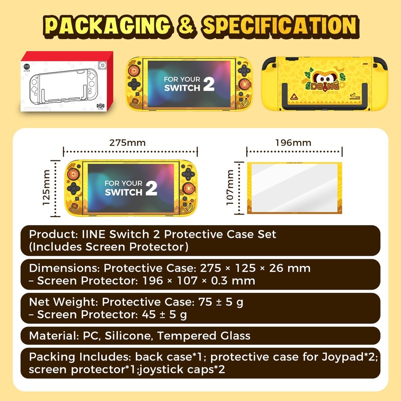 IINE Dockable Protective Case for Switch 2, Hard Shell Case