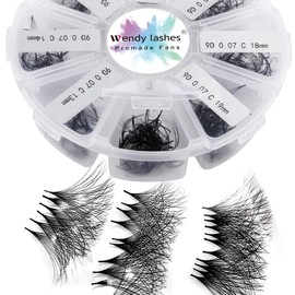 WENDY LASHES Premade Volume Eyelash Extensions 9D 0.07mm D Curl 500 Fans 13-20mm Mixed Tray Premade Fans Loose Handmade Volume Lash Extensions Pointed Thin Base Promade Loose Fans(500-9D-0.07-D-1320)