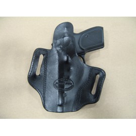 Bersa Thunder Combat .380 OWB Leather 2 Slot Molded Pancake Belt Holster CCW BLACK RH