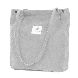 ZhengYue Large Cord Bag for Women Corduroy Tote Bag Women Shoulder Handbags Totes Bag for School Shopping Work College Casual Grey
