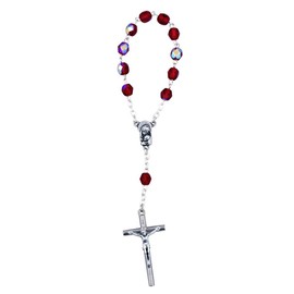 Vatican Imports 4mm Crystal One Decade Rosary | Italian Crystal Glass Beads on Chain with Silver-Tone Crucifix | Great Catholic Gift for First Holy Communion and Confirmation