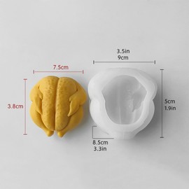 Xidmold - Molde de jabón de vela de pavo 3D, molde de silicona para fondant, vela de cera de soja, jabón, yeso, fundición de resina epoxi, manualidades de bricolaje (B)