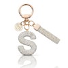 MORSUNBELA Keychain Letter S Initial Silver Glitter Crystal Keychains for
