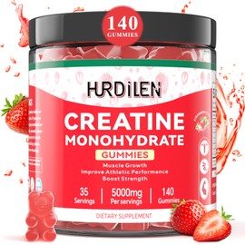 Hurdilen 140 Count Creatine Monohydrate Gummies, 5000mg Creatine Monohydrate No Sugar Gummies for Women & Men with L-Taurine, Vitamin B12 for Muscle Strength, Muscle Recovery, Glute Builder, Energy Boost