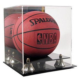 SAFTGARD SUPPLIES Deluxe Acrylic Mini Basketball Display Case w/Mirror Back & Gold Risers