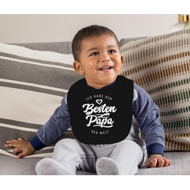 MoonWorks® Baby Bib with German Text "Ich Habe den besten Papa der Welt" [German Language] Gift Father's Day Boys /, black