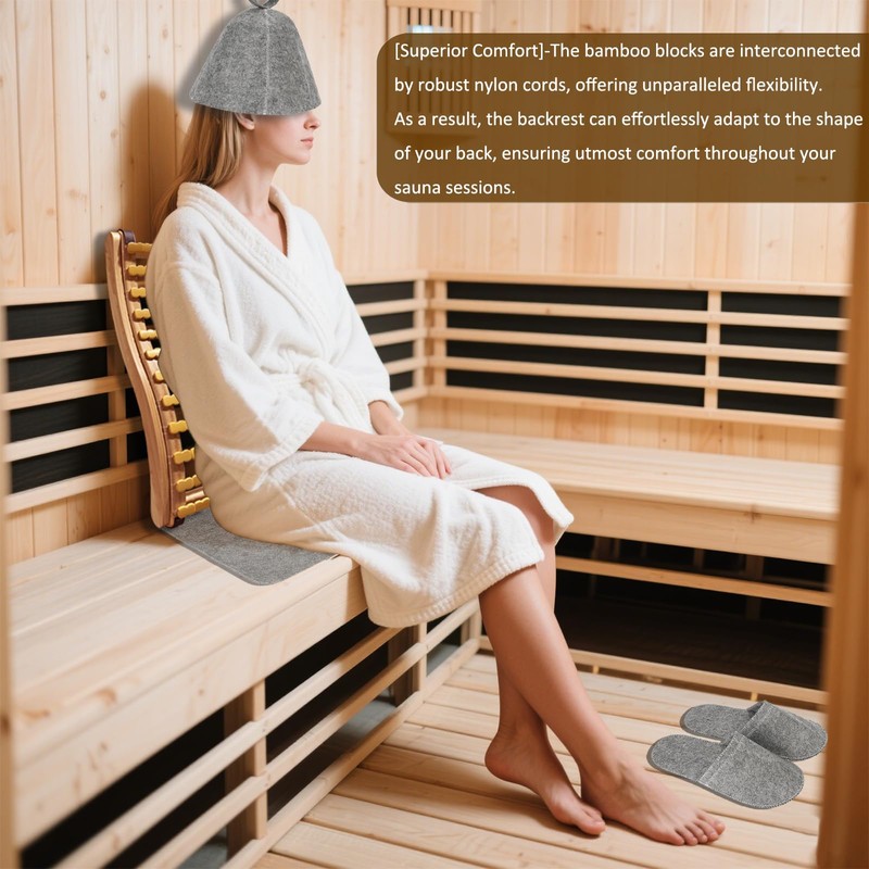 BESTNEWIE Soft and Flexible Sauna Backrest Made with Bamboo Blocks