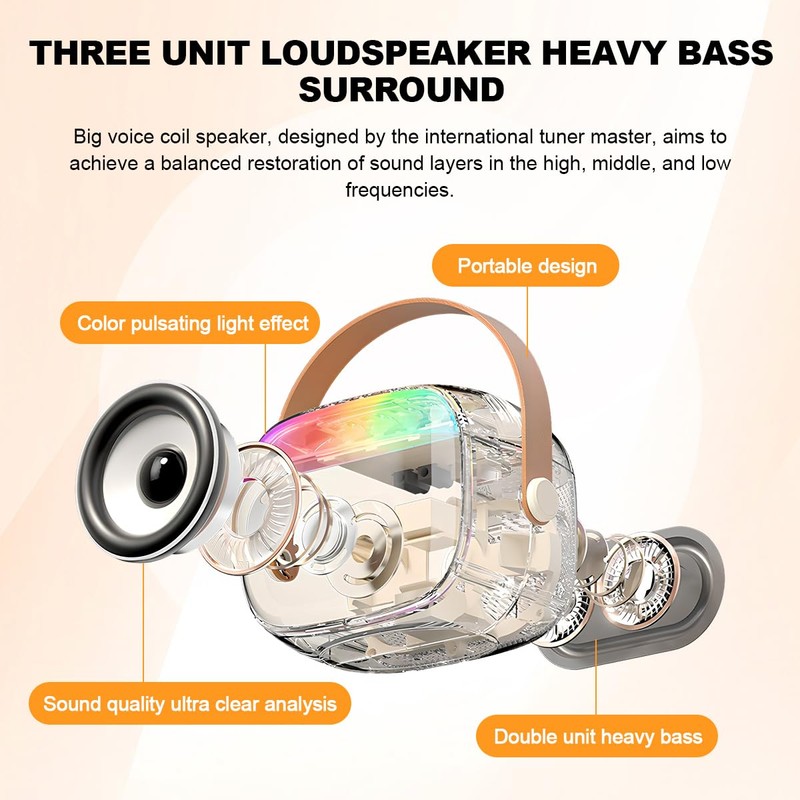 KALLORY Máquina de Karaoke, Wireless Karaoke Speaker con Luces LED，4