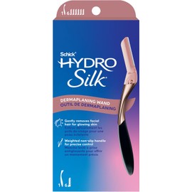 Schick Hydro Silk Dermaplaning Wand, herramienta dermataplaning con 6 cuchillas de recambio, herramienta de cuidado de la piel de estilo profesional