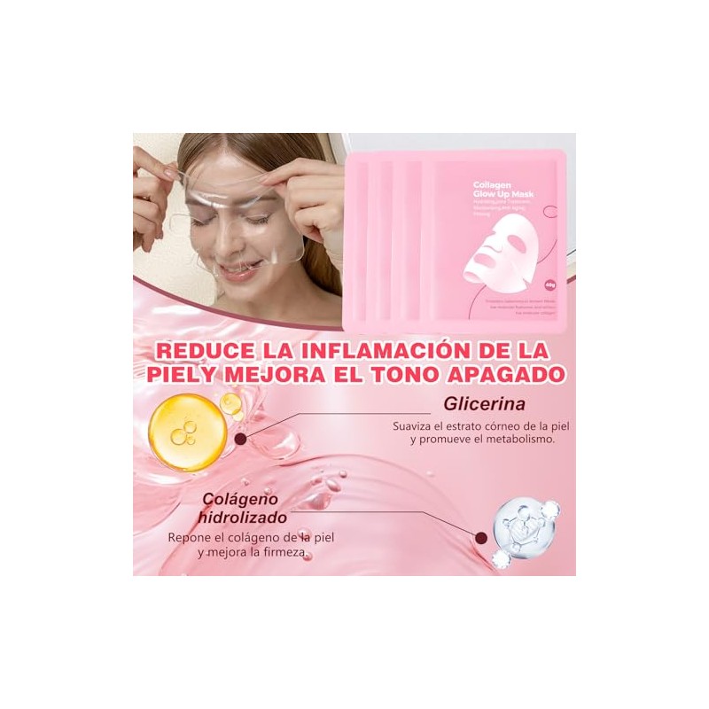 8pcs New Mascarilla Bio Colágeno, Mascarilla de Colágeno, Overnight Mask