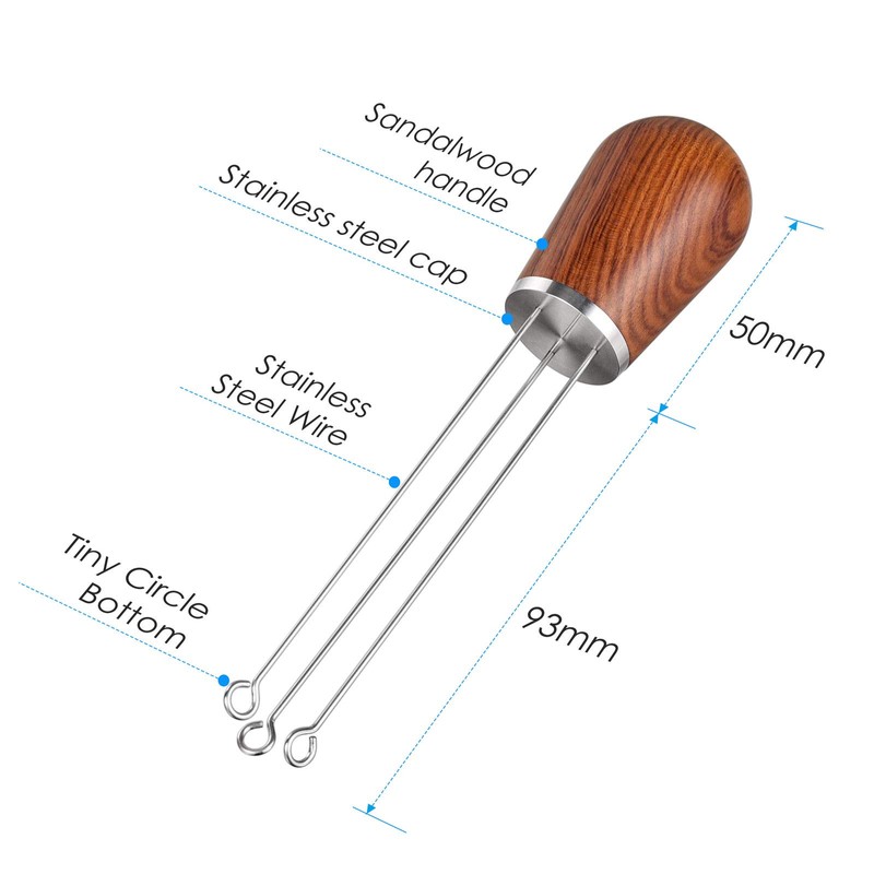 Espresso Coffee Stirrer, SANTOW Wood Handle Needle Type Coffee Distribution