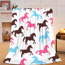 Horse Blanket Soft Warm Horse Fleece Plush Throw Blanket Horse Gifts for Horse Lover Cozy Fluffy Flannel Bedding Stuff Farm Animal Decor Blanket for Girls Boys Kids Adults Women Bed Travel 40"x50"