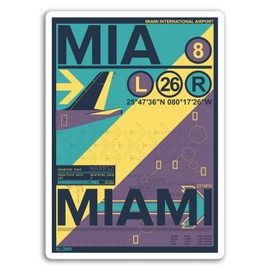 2 x 10cm Miami Airport Vinyl Stickers - Florida Sticker Laptop Luggage #17149 (10cm Tall)