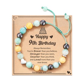 POWWA 5-16 Years Birthday Gifts for Girls and Her, Meaningful Natural Stone Bracelet with Message Card for Daughter, Granddaughter, Niece, Sister, Girlfriend, Birthday Gifts for Girls and Her, Stone,