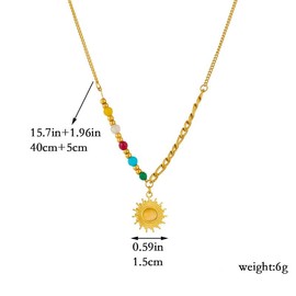 vdwv Bohemian Beaded Pendant Necklaces - Colorful Vintage Beach Fashion Jewelry for Women (Gold-2)