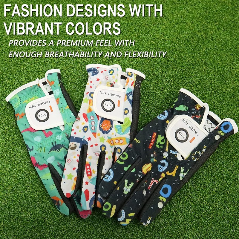 Golf Gloves Kids Left/Right Hand 2 Pack, Breathable Boys Girls