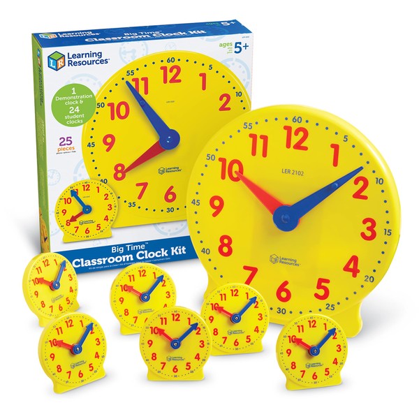 Learning Resources Classroom Clock Kit -25 Pieces, Ages 5+ Clock for Kids, Learning to Tell Time, Clocks for Teaching Time, Teacher and Classroom Supplies
