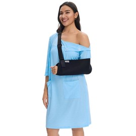 Women's Post Surgery Hospital Gown – Magnetic Shoulder Closures, Side Snaps, Pockets, Ruched Bust Adaptive Recovery Dress Sky Blue
