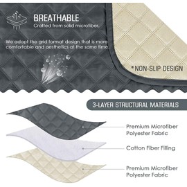 LEDON® Waterproof Recliner Chair Cover Quilted Sofa Slip Cover Protector with Non-Slip Strap, Side Armrest and Pockets for Kids and Pets, Dog, Cat (Gray)