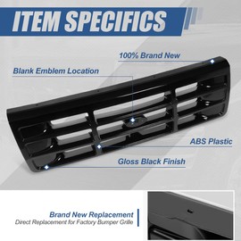 Auto Dynasty Factory Style Front Bumper Grill Grille Compatible with Ford Bronco F150 F250 F350 F53 F59 F-Series Super Duty 1992-1997, Glossy Black
