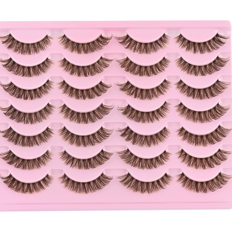 Brown Lashes False Eyelashes Natural Lashes Strips Short Eyelash Wispy
