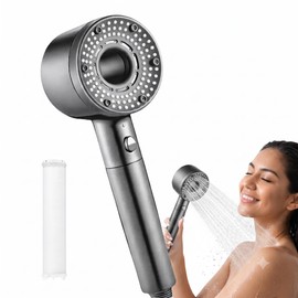 Cabezal de Ducha de Alta Presión con Filtro Purificador Anti-Cloro Regadera de Baño Ahorradora de Agua, Incluye 3 Filtros Repuesto y Sistema de Filtra