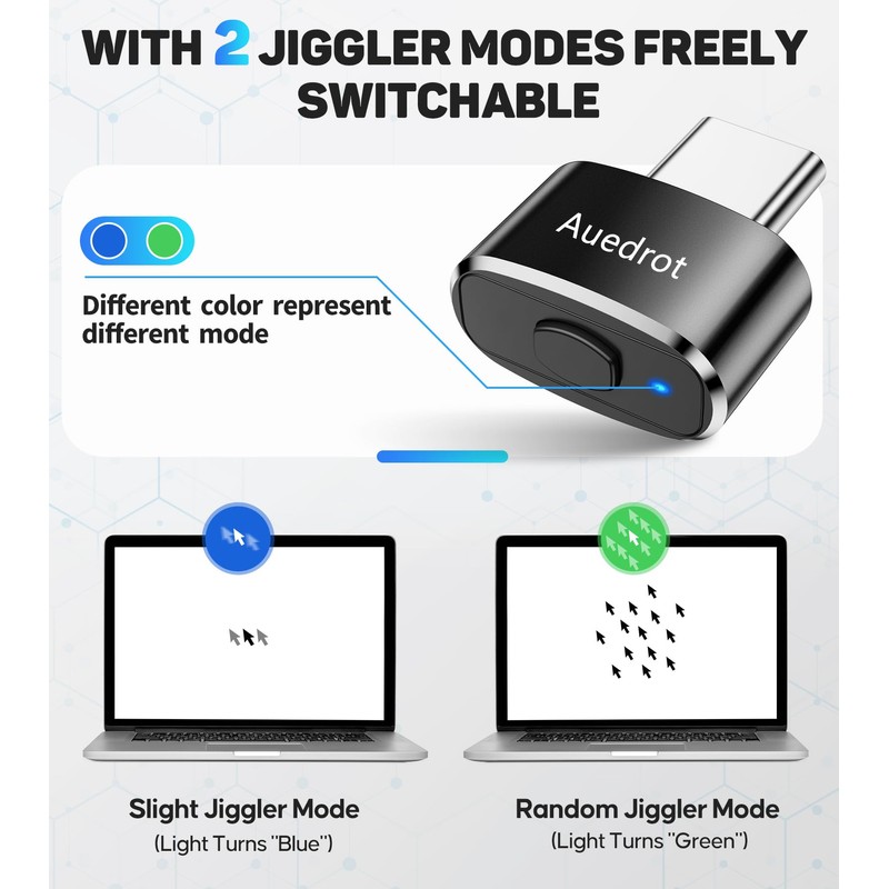 AUEDROT Mouse Jiggler USB-C Undetectable Mouse Jiggler Type C Mover