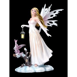 Elf Figurine Winter Solstice with Dragon and Lantern Fairy Fantasy Statue