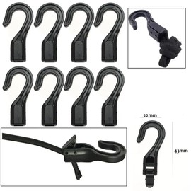 DraCra 15 Pack Shock Cord Hooks Terminal End with Quick Securing Snap Lock for 1/8 to 1/4 inch Bungee Straps Paracord Bungie Boat Kayak Motorcycle Elastic Rope