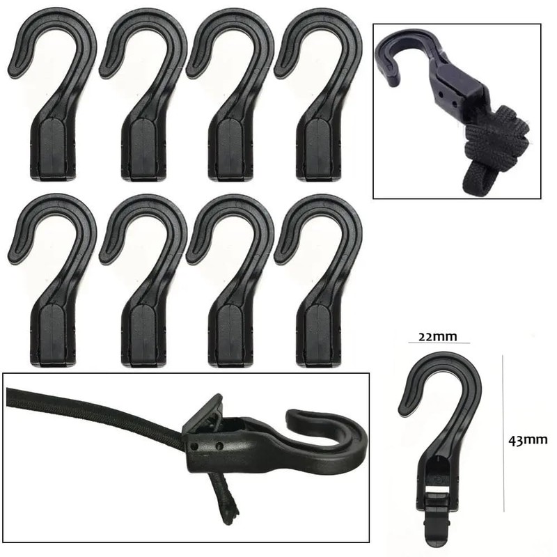 DraCra 15 Pack Shock Cord Hooks Terminal End with Quick