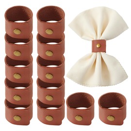 APTWOW Leather Napkin Rings Set of 12 - Fall Thanksgiving Napkin Rings Bulk, Brown Vintage Farmhouse Napkin Holder for Wedding Party Birthday Banquet Table Decor and Daily Use