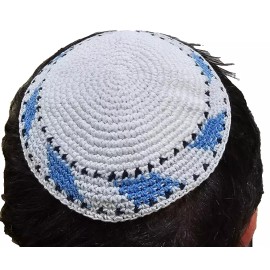 AtlasTopHouse Yarmulke Knitted Tribal Jewish Yamaka Kippa Israel Hat Covering Cap cupola 18 cm