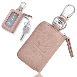 VEISEN Smart Key Case, Women's, Men's, Initial Embossed, Clear Window, Key Holder, Microfiber Leather, Car Cover, Women's, Car Key Case, One Inner Pocket, Fashionable, Simple