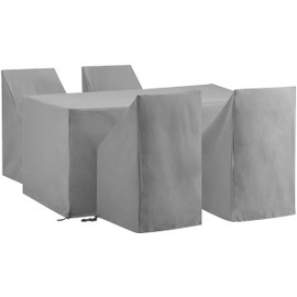 Crosley Furniture Patio Furniture Covers, Waterproof 5-Piece Cover Set for Dining, Outdoor Table and Chairs, Gray