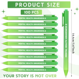 Jetec 100 Pcs Mental Health Awareness Ribbon Pens Bulk Black Ink Retractable Fine Tip Pens with Gradient Color Barrel Ballpoint Pens for Charity Volunteers Activity