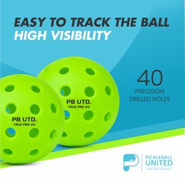Pickleball United Competition Pickleball Balls – Dozen Yellow TPU Tournament Balls – Durable 40-Hole Design, All-Weather Indoor & Outdoor Use
