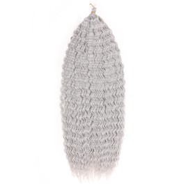 Samtress 30 Inch Ocean Wave Crochet Hair Synthetic Braiding Hair for Boho Braids 3 Packs Long Deep Wave Crochet Braids for Women Black Grey Pre Separated Deep Twist Hair Extensions (#Grey