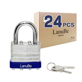 LanuBe Lock Laminated keyed Padlock (1-9/16", 40mm), keyed Alike Locks, Normal Shackle, Pack of 24