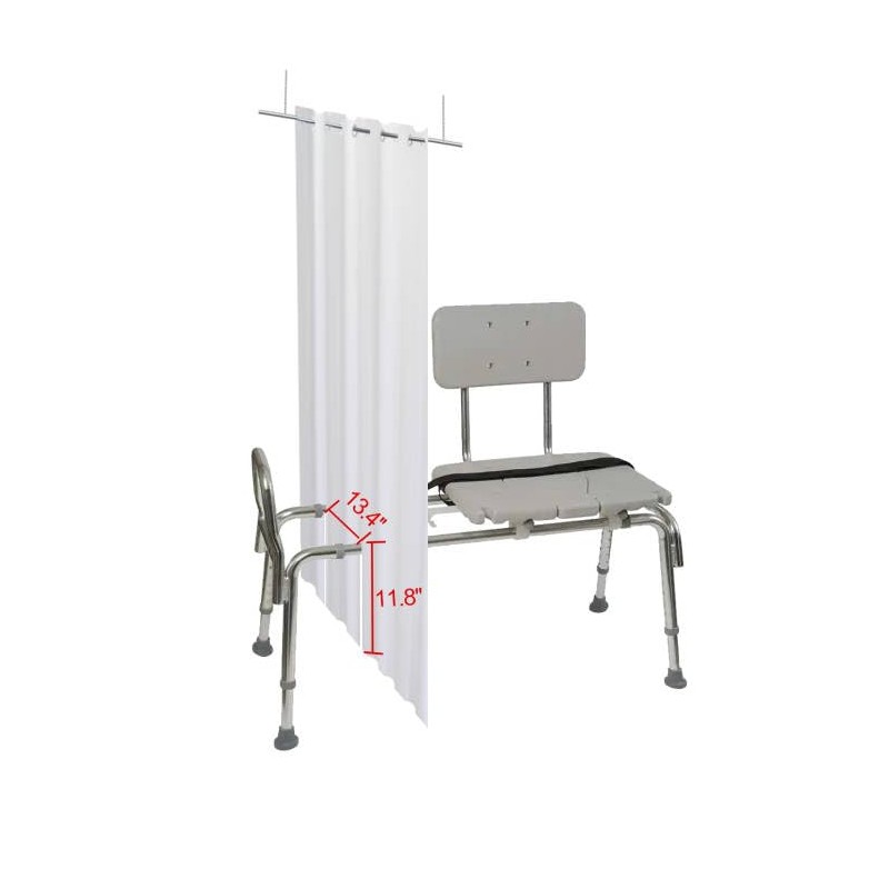 YISURE Split Shower Curtain for Bath Sliding Transfer Bench, White