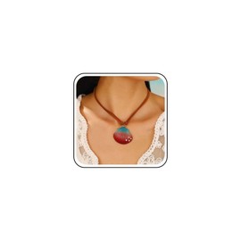 Inilbran Boho Layered Velvet Choker Necklace Vintage Scallop Necklace Short Leather Velvet Choker Necklace Large Sea Shell Pendant Necklace for Women(Red)