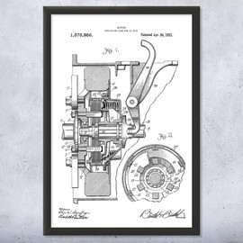 Clutch Patent Framed Print (9x12) Automotive Engineer, Gearhead Gift, Mechanical Art, Mechanic Gift, Repair Shop Decor, Clutch Blueprint