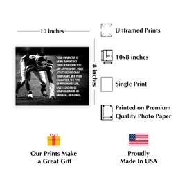 Inspirational Football Poster - "Character Over Athleticism" - Motivational Quote for Athletes - Perfect for Locker Rooms, Gyms, and Bedrooms - 10x8 Inch Print
